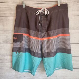 Board shorts Size 36 Mens Swim Trunks Stripe Drawstring Beach Lined